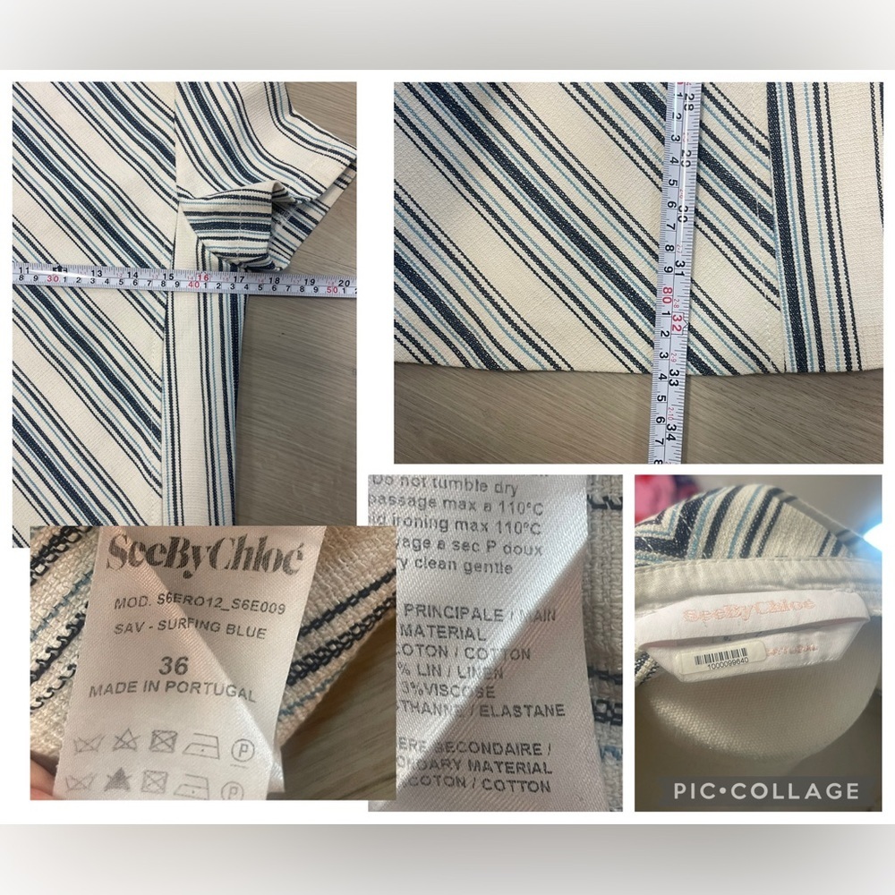 See By Chloe Cotton Linen Mix Stripe Shift Dress - Picture 15 of 16